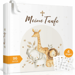 Personalisiertes Taufgeschenk für Mädchen und Jungen 🎁 - Hochwertiges Taufbuch mit Aufkleber und Gästebuch zum Ausfüllen