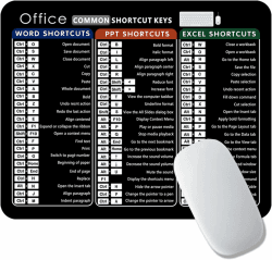 Excel Shortcut Mauspad 26x21cm Schreibtischmatte 🖱️📊🖨️
