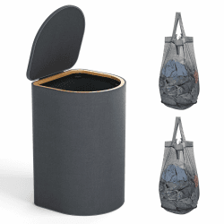 HELLKOPF Wäschekorb Holz mit Deckel - 70 Liter Wäschesammler 🧺