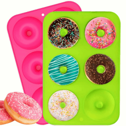 🍩🎉 Trabag 2 Stück Donuts Backform - Silikon Backform Mit 6 Fächern