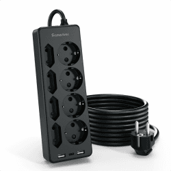 🔌🔋 Mehrfachsteckdose 8-Fach mit Überspannungsschutz & USB, Sameriver Steckdosenleiste