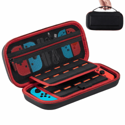 🎮🎒 Carehabi Tasche für Nintendo Switch und New Switch OLED: Harte Hülle mit 19 Spielkassetten Aufbewahrung, Schwarz
