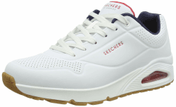 👟 Mega Deal: Skechers Herren UNO Stand On Air Sneaker 44 EU White Durabuck Navy Red Trim