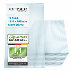 KAISER plastic® Gewächshausplatten 12 Stk. | Hohlkammerplatten Doppelstegplatten 6mm