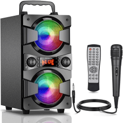 TENMIYA Bluetooth Lautsprecher, 60W Musikbox mit FM Radio, Mikrofon & Lichtern 🎶🔊