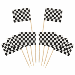 🏁 Zahnstocher Flaggen, Flaggenpicker Bambus Checkered Racing Toppers Toothpick für Party Kuchen 🧀