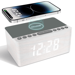 ANJANK Hölzerner Radiowecker für das Schlafzimmer mit kabellosem Laden 🌟