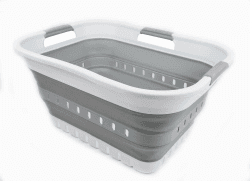🌟 SAMMART 30L Collapsible 3 Handled Plastic Wäschekorb 🧺 - Faltbarer Pop-Up-Vorratsbehälter/Organizer