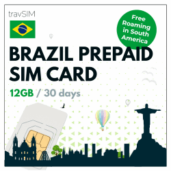 TravSIM Brasilien SIM Karte 🇧🇷 12GB Mobile Daten | Kostenloses Roaming | 30 Tage gültig