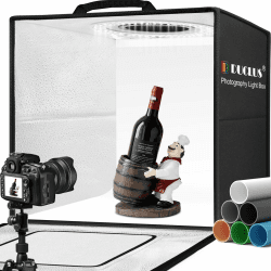 📸 DUCLUS Fotobox für Produktfotografie - 50x50x50cm Faltbares Fotostudio Set mit 216 LED Beleuchtung und 6 PVC Hintergründe