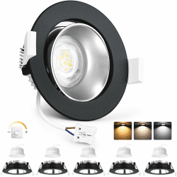 YindaLux 6x LED Einbaustrahler 230V Dimmbar 5W Einbauspots Schwenkbar 3000K/4000K/6500K LED Spot