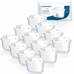 Wessper Wasserfilter Kartuschen 12 Stück | Ersatz für Dafi Unimax Aquaphor A5 BRITA Maxtra+ PHILIPS AWP212/10 Wasserfilter-Kanne