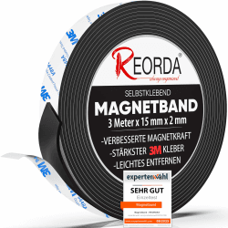 🧲 REORDA® Magnetband selbstklebend stark - Magnetstreifen selbstklebend mit 3M Kleber