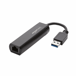 🔌 Amazon Basics USB-3.0-auf-10/100/1000-Gigabit-Ethernet-Internetadapter, Schwarz, 1 Stück - Schnelles Netzwerk!
