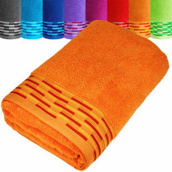 Lashuma Badetuch groß für Damen - Herren, Lugano XXL Sauna Handtuch Orange 100x200 cm 🌞