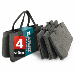 🔥 Super Angebot! KARAT Filztasche Shopper Holzkorb für Kaminholz (4 Stück)