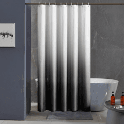 🚿 Furlinic Duschvorhang Textil Anti-schimmel Wasserdicht Waschbar Badvorhang aus Polyester Stoff Weiß nach Schwarz Schmal 120x200cm 🛁