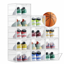 SONGMICS Schuhboxen 12er Set - Schuh-Organizer aus Kunststoff 🥿👠