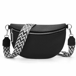 GSenhui Damen Bauchtasche aus Veganem Leder 🌟 Umhängetasche Schwarz