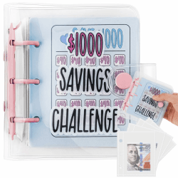 OFFCUP Geldsparender Ordner, 25 pcs Spar Challenge Ordner, 1000 Dollar Mini Binder Spar Challenge 🌟 Geldumschlägen Budget Binder Sparbuch für den Budgetplaner und Zum Geldsparen (Rosa)