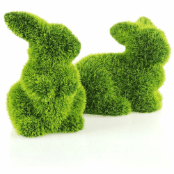 🐇🌼 com-four® 2X Dekofigur - Osterhase - grüne Hasenfigur aus Keramik 🌼🐇