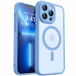 🔥 CANSHN 2024 Neu für iPhone 13 Pro Max Hülle mit Kameraschutz für Magsafe (TOP Militärschutz & Magnetkraft) Extrem Haltbarkeit Hülle iPhone 13 ProMax Case Stoßfest, Himmelblau 🔥
