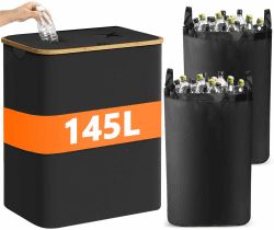 RDDAIPE Pfandflaschen Sammelbehälter mit Deckel 145l 🌿 XXL Küche Flaschensammler Leergut 🏡