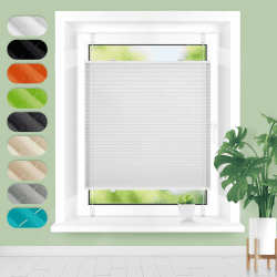 Homland Plissee ohne Bohren Klemmfix B40 x H110 cm Weiß 🌟 Plissees für Fenster und Tür 🏡 Jalousie Easyfix Plisseerollo mit Klemmträger ✨