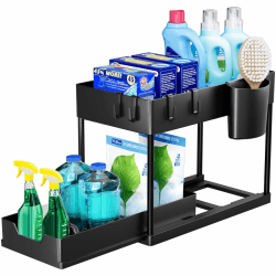 Puricon Unter Waschbecken Regal, 2 Etagen Standregal Küche Arbeitsplatte Regal Organizer - Schwarz 🌟