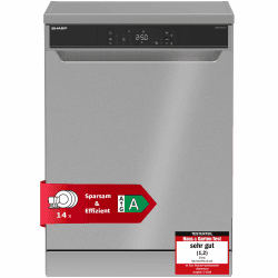 Sharp Geschirrspüler 60 cm freistehend | Spülmaschine | 14 Maßgedecke | 9 Programme | AquaStop | Auto-Door | Inverter Motor | leise 42 dB