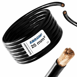EBROM 5 Meter Batteriekabel SCHWARZ H07V-K 25 mm² 🚗🔋💡