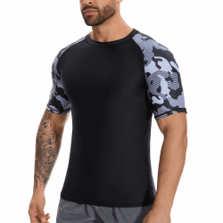 SLIMBELLE Rashguard Herren UV Shirt UPF 50+ Kurzarm Atmungsaktiv 🏄‍♂️🎣🚶 Badeshirts Top Deal!