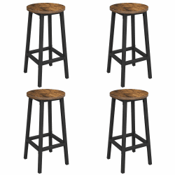 VASAGLE Barhocker, 4er Set Barstuhl, Küchenstühle mit Stahlgestell, Höhe 65 cm, rund, Industrie-Design 🪧
