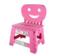 Helperfect 2in1 Klappbarer Kinderstuhl klein mit Rückenlehne & Tritthocker - Stabiler Tritt, sicherer Sitz, kinderleichte Handhabung (Rosa/Pink) 🧒️🪑🌸