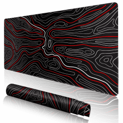 🎮🖱️ Veecom XXL Gaming Mauspad - Topografische Karten Mousepad 800 x 400mm (Weiß + Rot)
