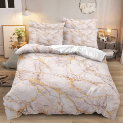 🛌🌟 Luowei Marmor Muster Bettwäsche 135x200 cm Rosa Set 🌟🛌