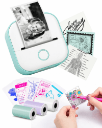 🖨️ Mini Drucker - Tiny Printer T02 Mini Drucker für Smartphone 📱 Mini Thermodrucker Bluetooth Fotodrucker Aufkleber Drucker Mini Etikettendrucker Sofortdruck für Studiennotizen, Anatomische Diagramme, Fotos