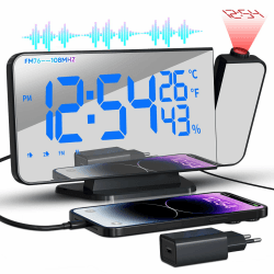 TAKRINK Digitaler Radiowecker mit Projektion und Dual-Alarm ⏰🌞