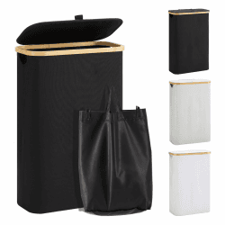 🧺 Wäschekorb mit Deckel 48L aus Bambus - Platzsparend und praktisch! 🌿