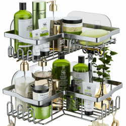 🚿🧼 HapiRm Duschablage Ecke Duschregal Ohne Bohren mit 11 Haken