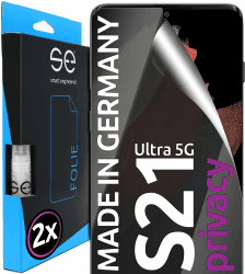 📱🔒 2x se® 3D SCHUTZFOLIE Privacy für Samsung Galaxy S21 Ultra - Blickschutz & Fingerabdruck kompatibel