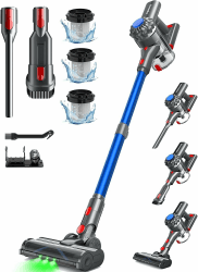 Ivormentico Akku Staubsauger, Staubsauger Kabellos 50Mins/40KPA/450W, Akkustaubsauger mit Geen LED, Kabelloser Staubsauger mit Aufgerüstete Bodenbürste, Staubsauger Akku für Tierhaare, Dunkelblau 🌟