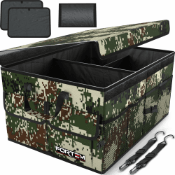 🚗🔥 FORTEM Kofferraum Organizer Wald 🌲 | Zusammenklappbarer Auto Organizer mit Fächern & Sicherungsriemen