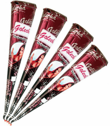 🌿 4x Golecha 100% Natürliches Henna Paste Kegel (Rot-Braun) - Kein Mischen, Kein PPD, 125g