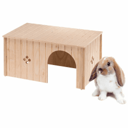 🐇 Ferplast Kaninchenhaus mit Flachdach und Belüftungslöchern - Bausatz 52x31xH26 cm