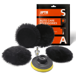 🌟 Großartiges Angebot: SPTA Lammfell Pad & Lammwollhaube 5tlg Polierset 🚗