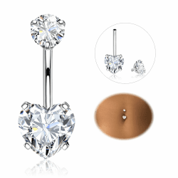 Diamday Bauchnabelpiercing 316L Chirurgenstahl Piercing mit CZ Silber 14G - Bauchpiercing Barbell Lang Nabelring