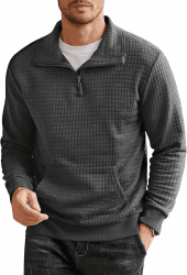 COOFANDY Herren Pullover mit Reißverschluss Waffel Casual Pullover Ohne Kapuze Winter Herren mit Taschen 😎
