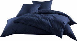 🌟 Mako-Satin Baumwollsatin Bettwäsche Uni Dunkelblau 135x200 cm 🌙