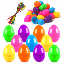 🐣 ROSAUI 36x Ostereier Plastik 8,7cm - Ostereier zum Befüllen - Bunte Ostereier aus Kunststoff